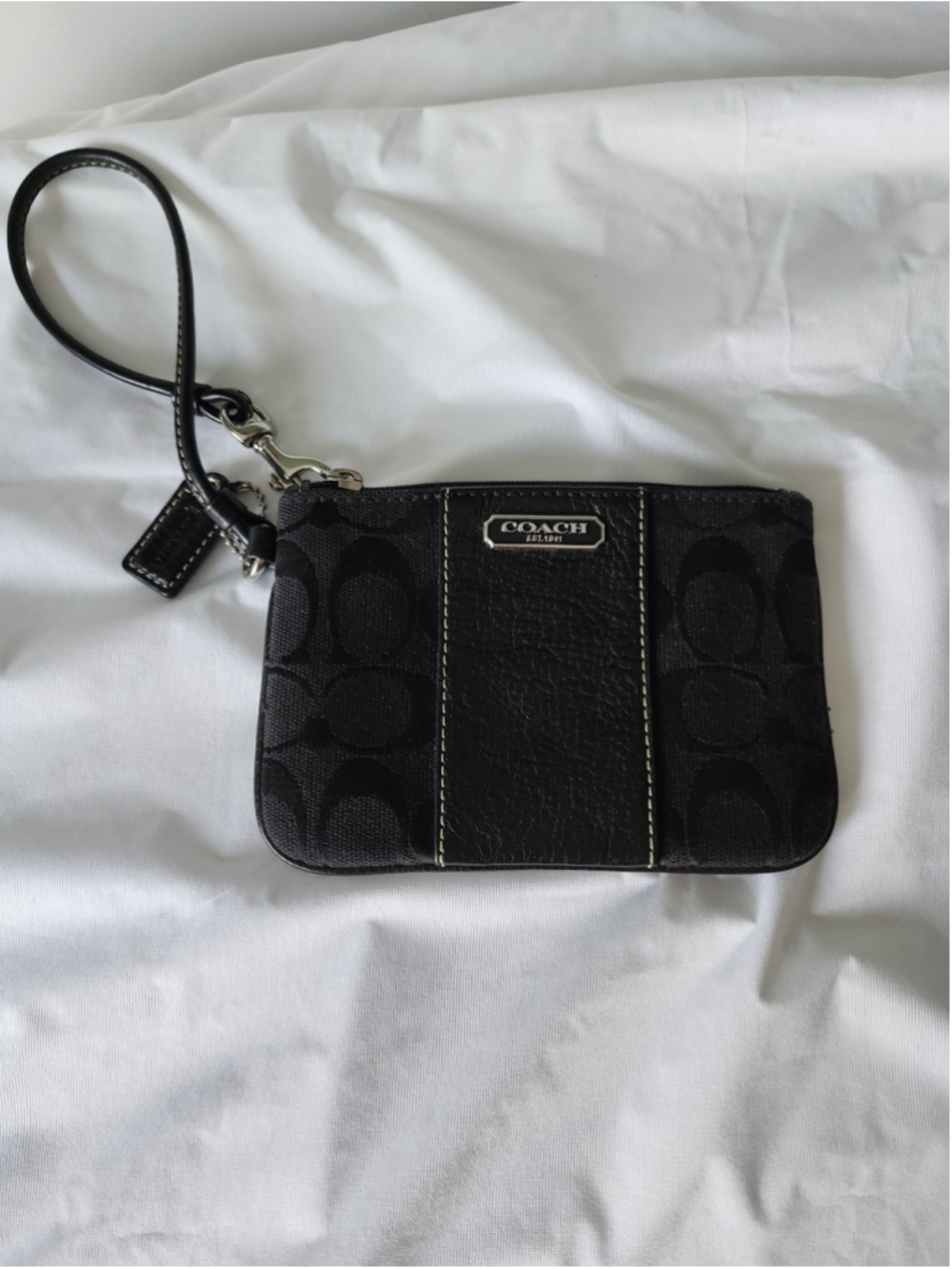 Women's Coach Signature Canvas Wristlet, One Size, Black